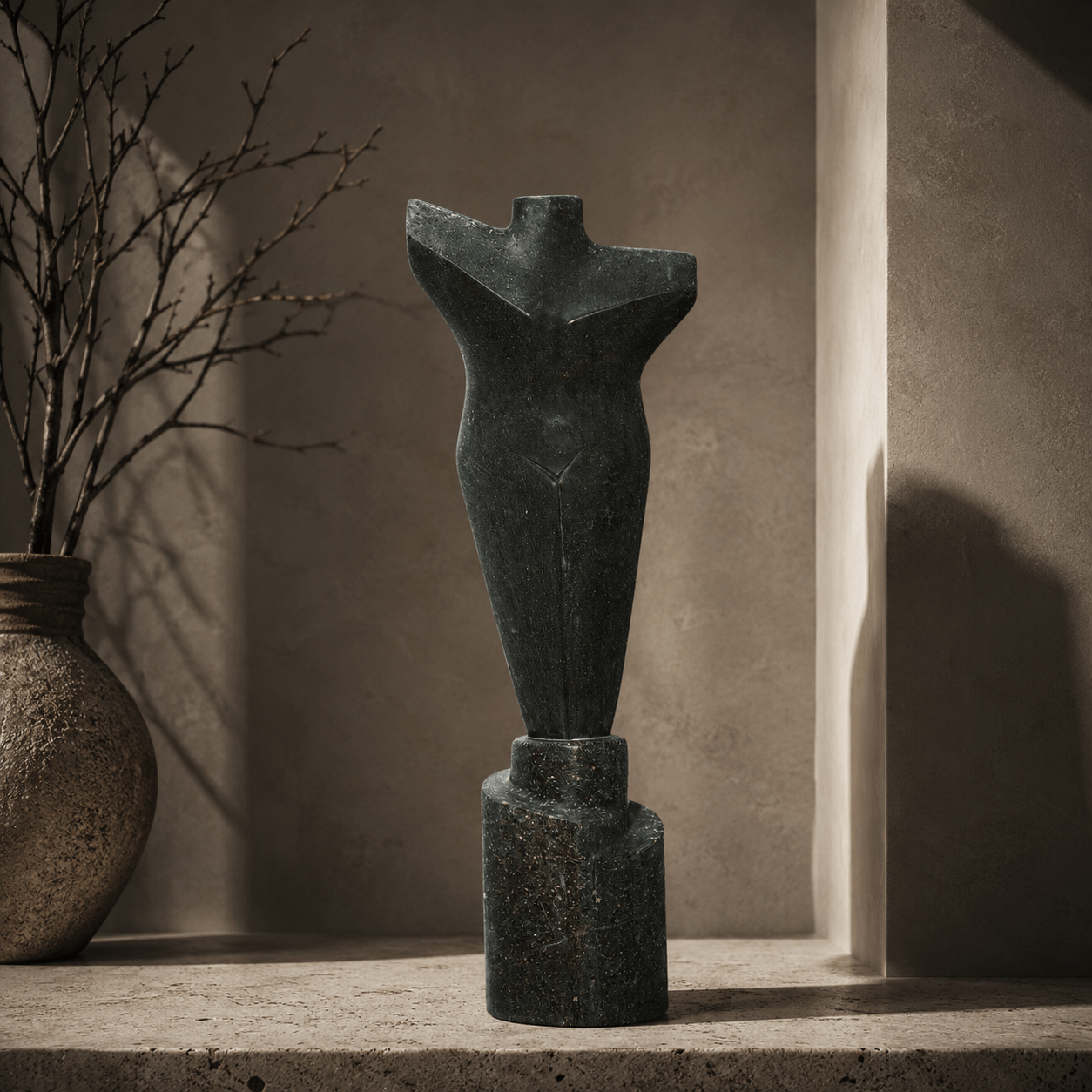 Statua di Donna Nera in Pietra Lavica del Vesuvio | Sculture Melillo
