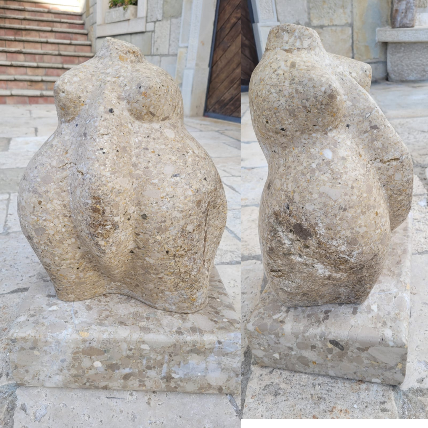 Scultura Dea Madre immersa nel verde, simbolo di vita e abbondanza in natura