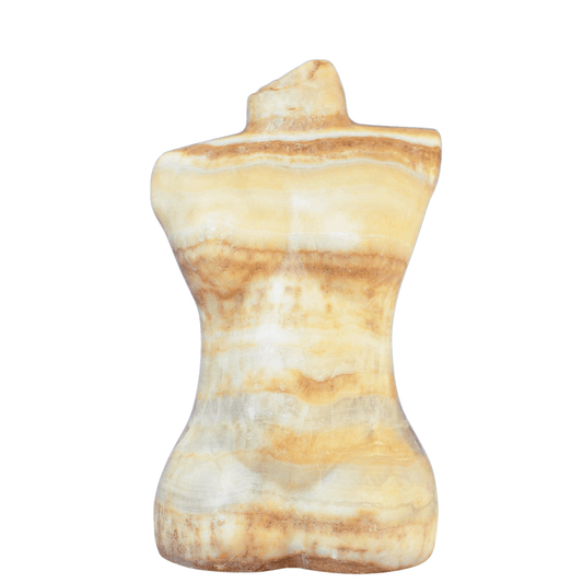 Busto scultoreo Giovane Donna in onice arancione naturale