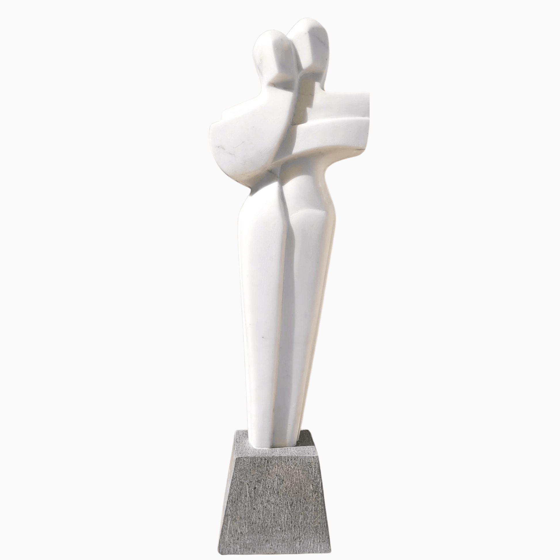 Scultura contemporanea Gli Amanti in marmo bianco di Carrara