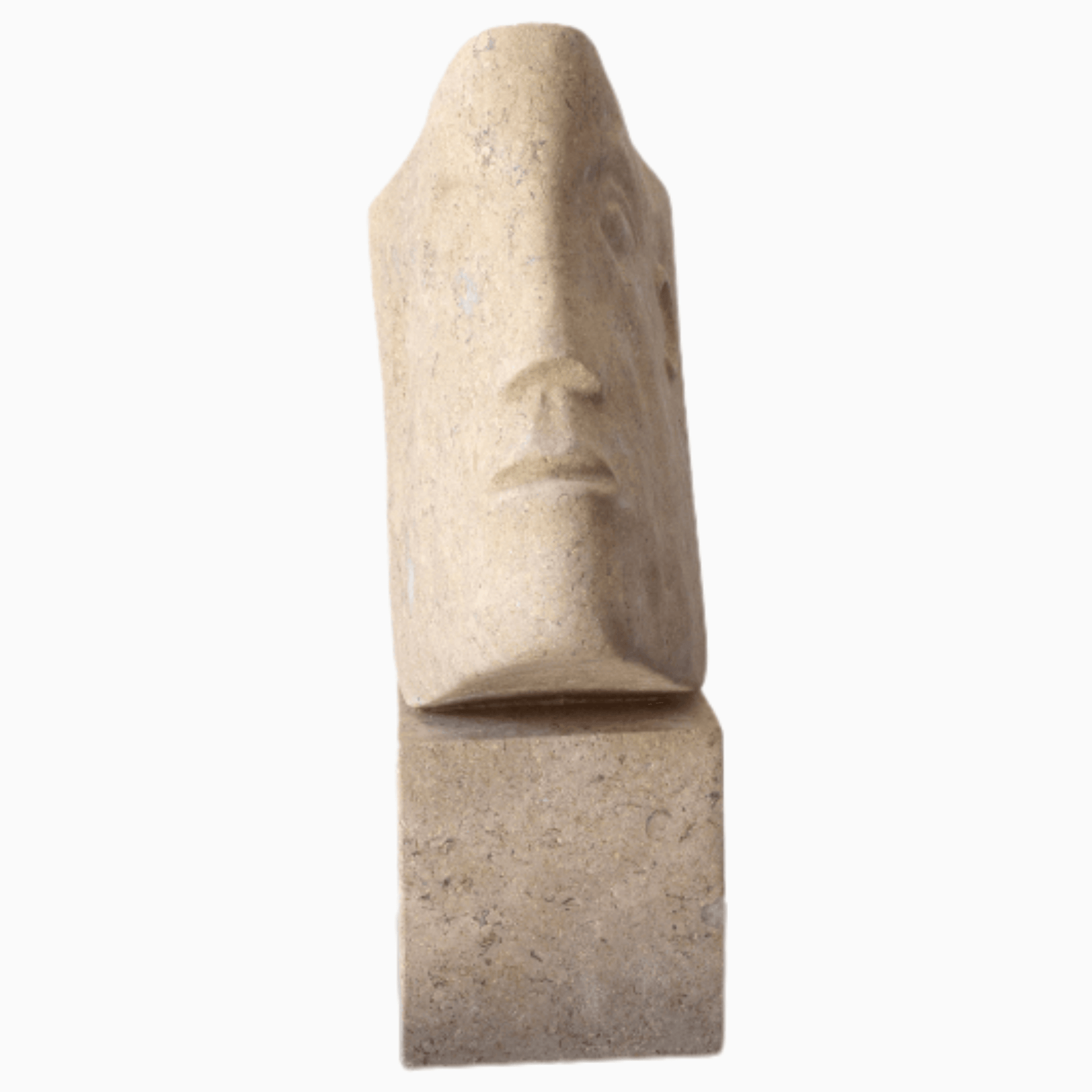 Scultura moderna in pietra calcarea, ideale come elemento decorativo per interni eleganti.