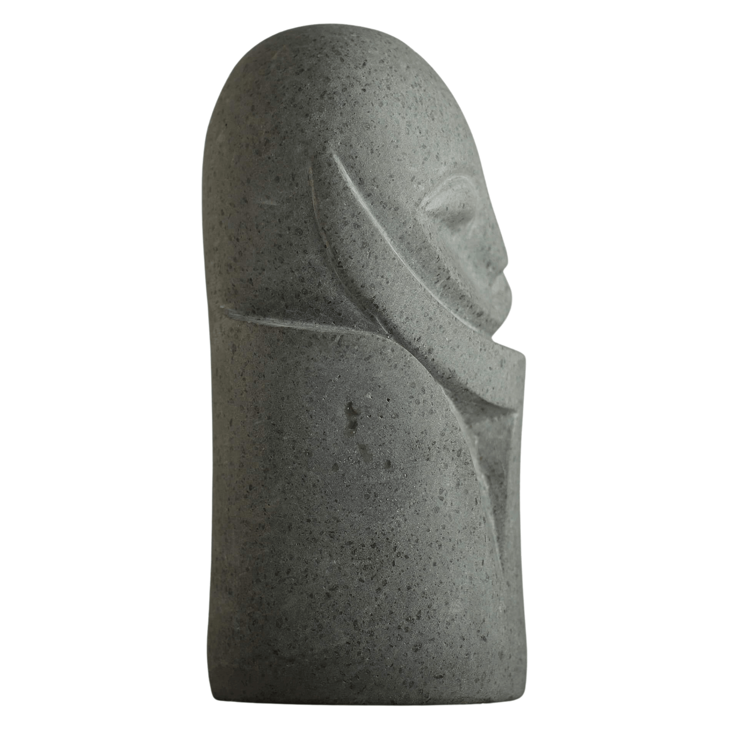 Scultura decorativa in pietra vulcanica ispirata alla riflessione e all’introspezione
