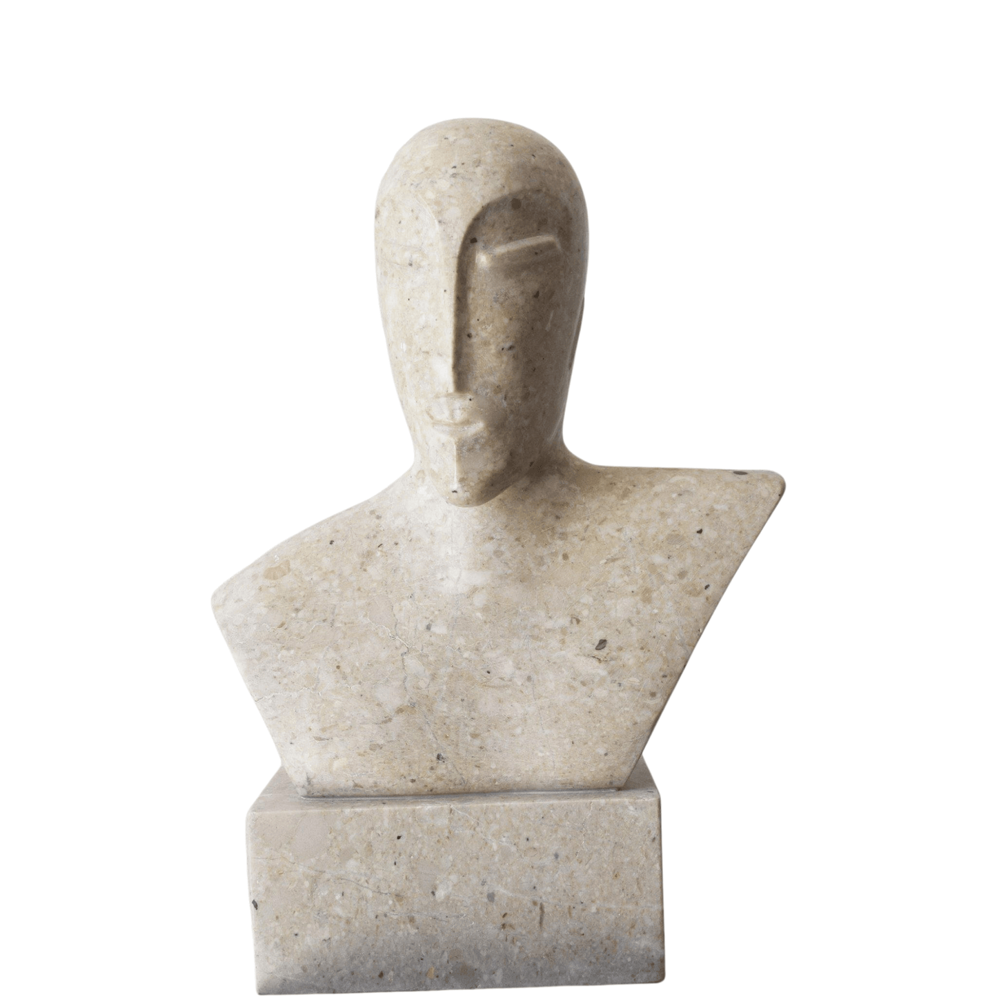 Scultura contemporanea in Perlato del Molise realizzata a mano, busto dal design minimalista e armonioso.