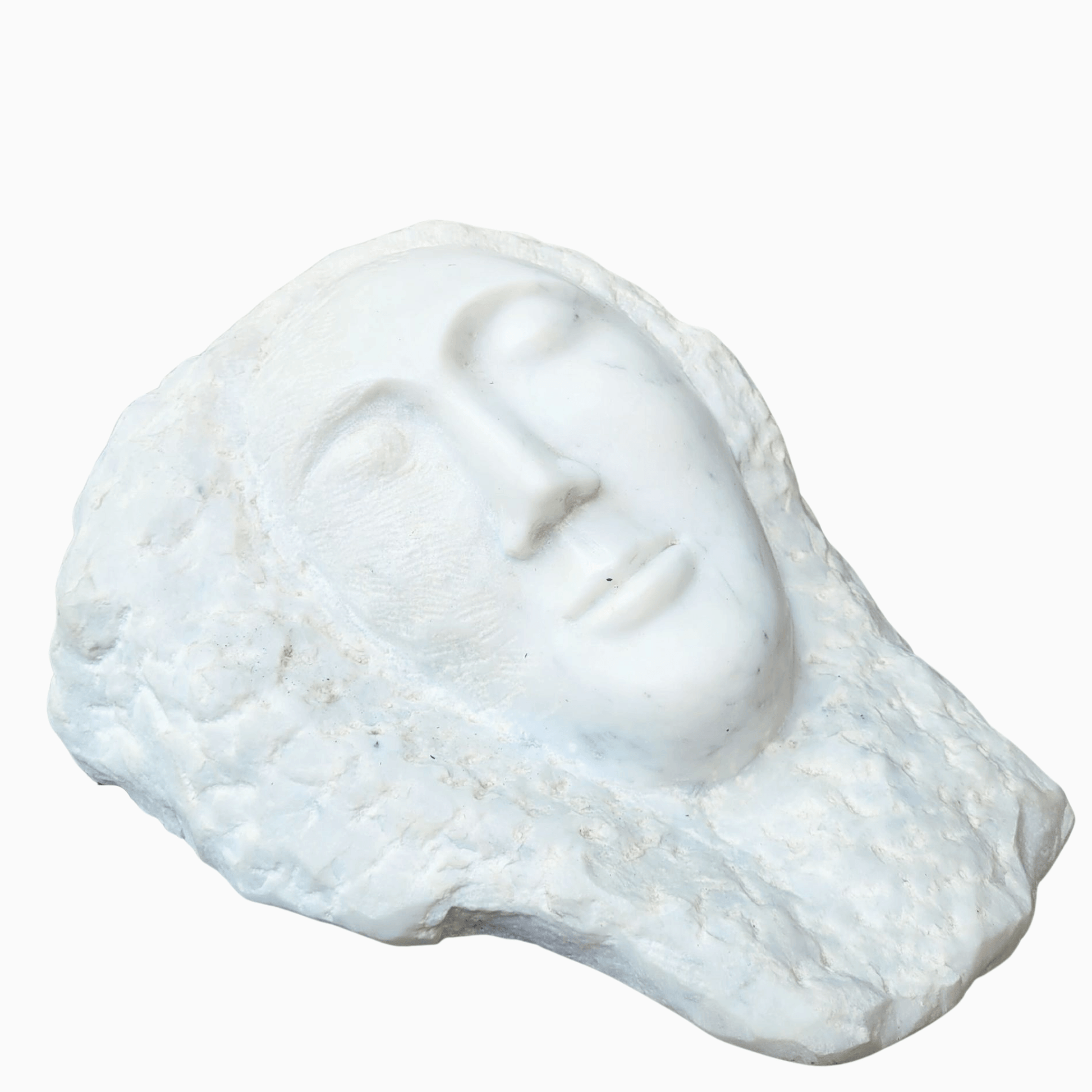 Scultura “Il Sonno” in marmo bianco di Carrara per giardino