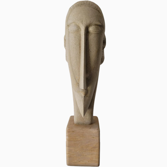 scultura in pietra calcarea naturale ispirata alla Testa di Donna di Modigliani