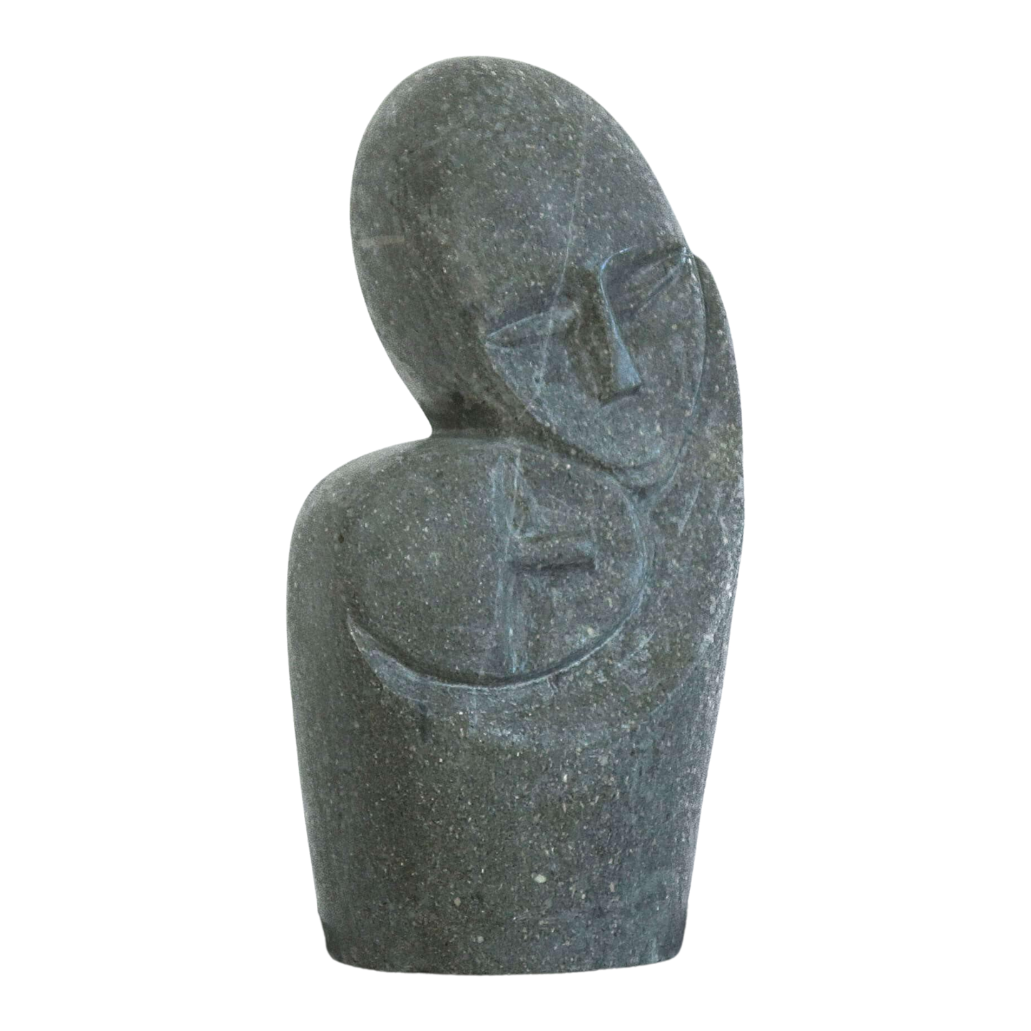Scultura contemporanea in pietra lavica del Vesuvio a forma di abbraccio