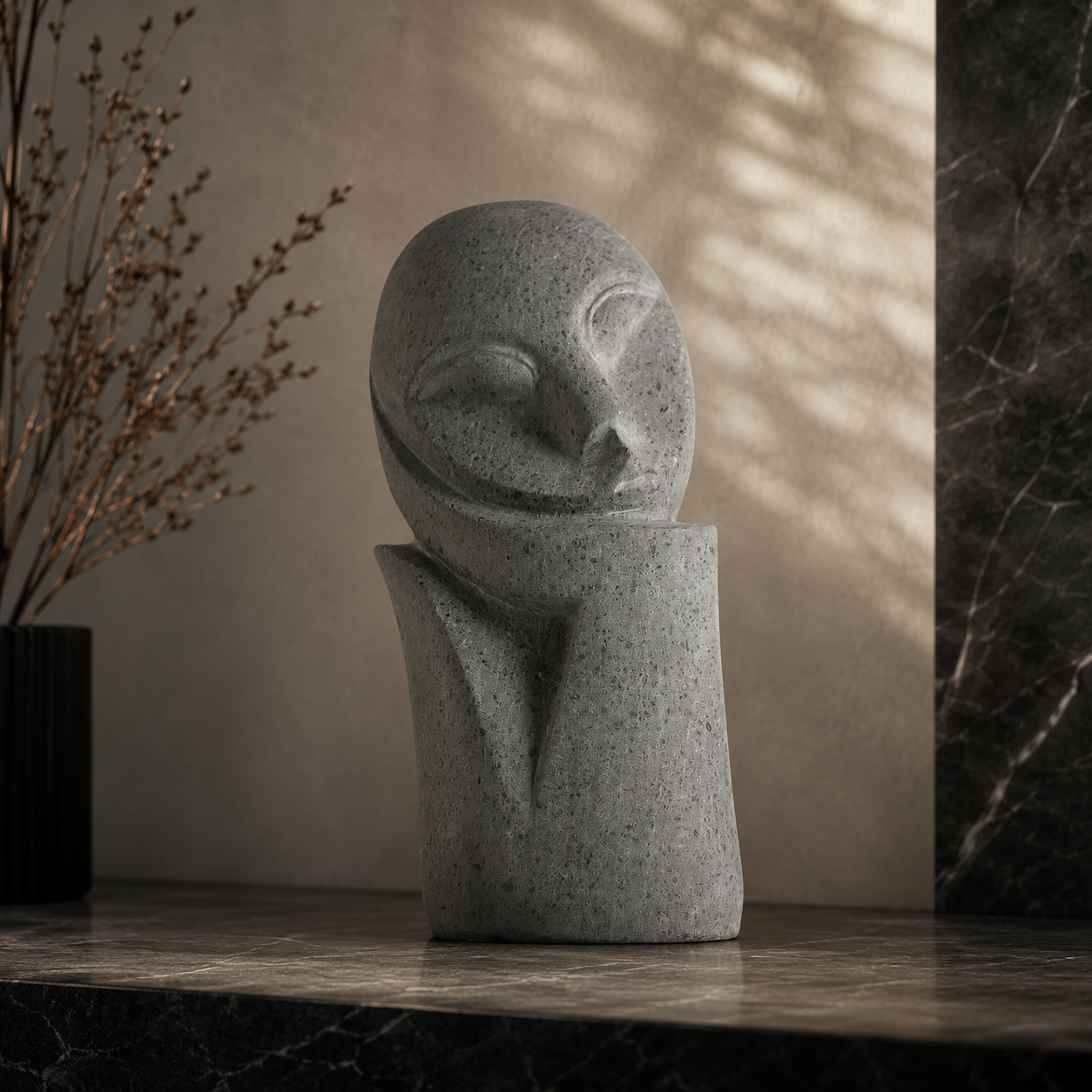 Il Contemplatore Scultura Contemporanea in Pietra Vulcanica del Vesuvio | Sculture Melillo