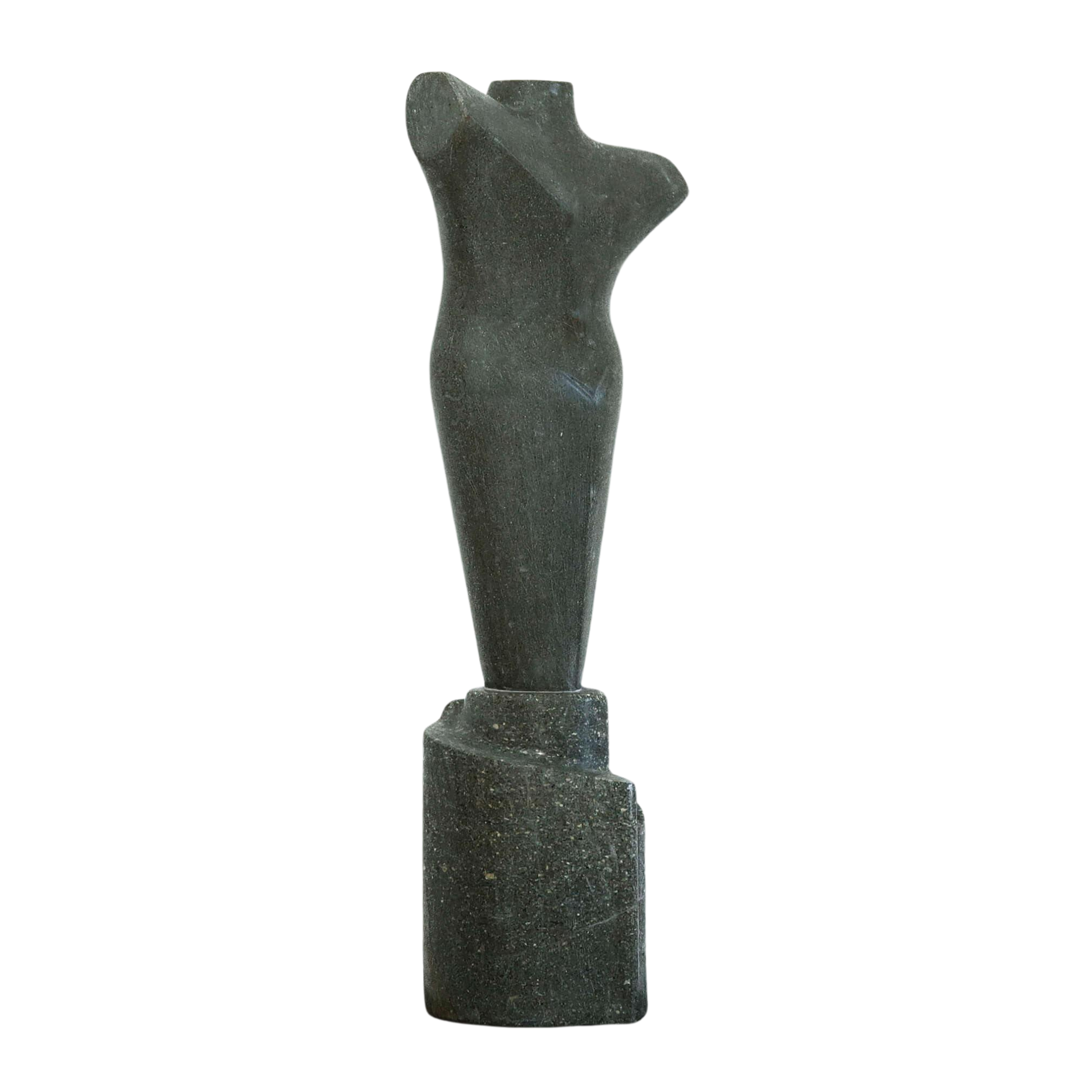 Statua di donna nera scolpita a mano in pietra scura