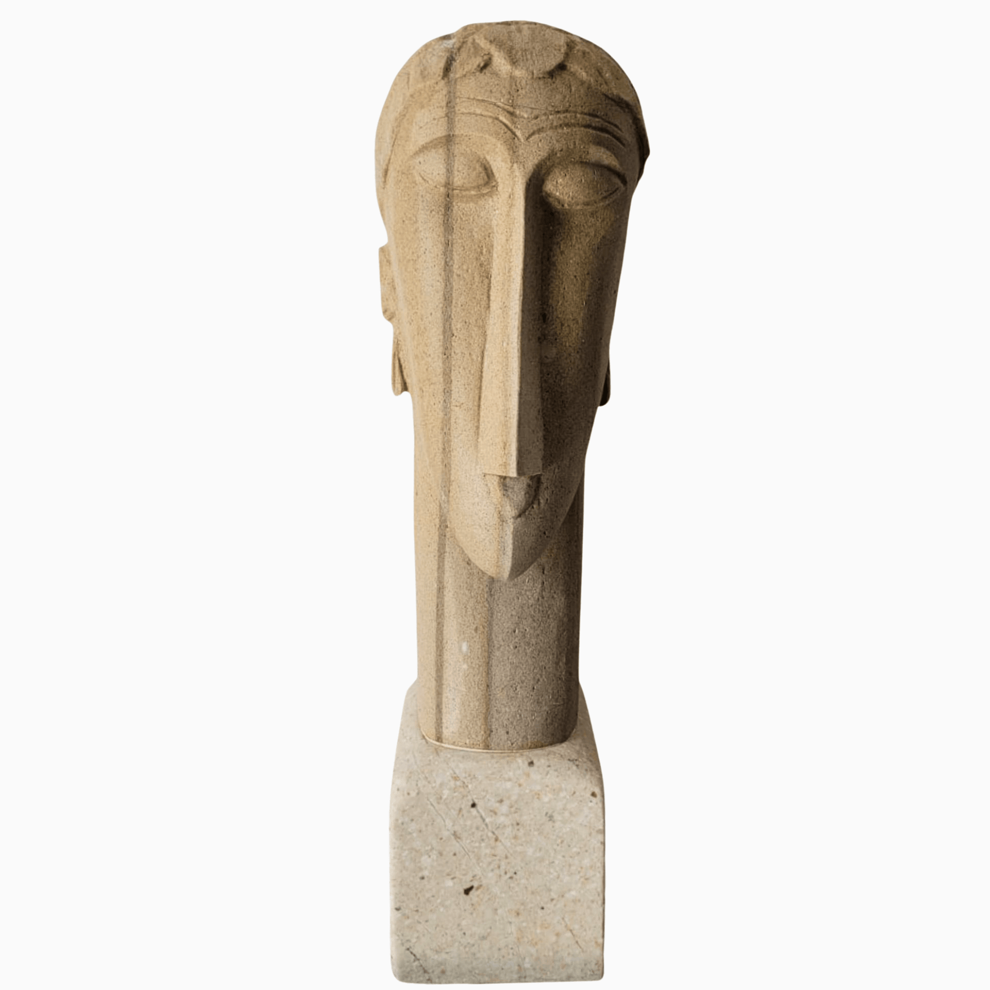Scultura decorativa in pietra calcarea naturale scolpita a mano ispirata a Modigliani