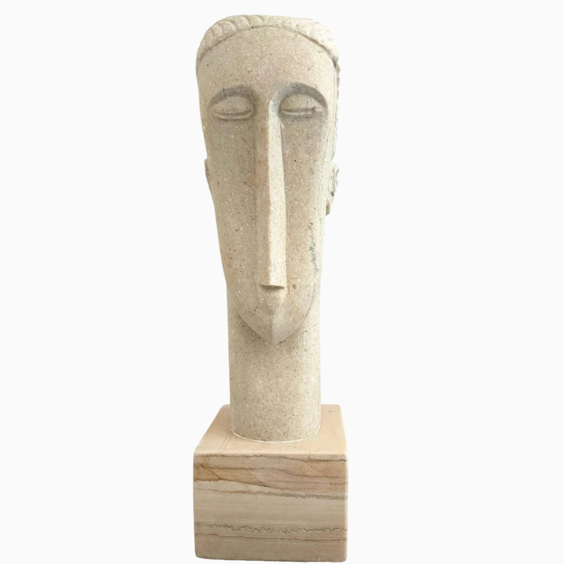 Scultura in pietra calcarea scolpita a mano ispirata a Modigliani