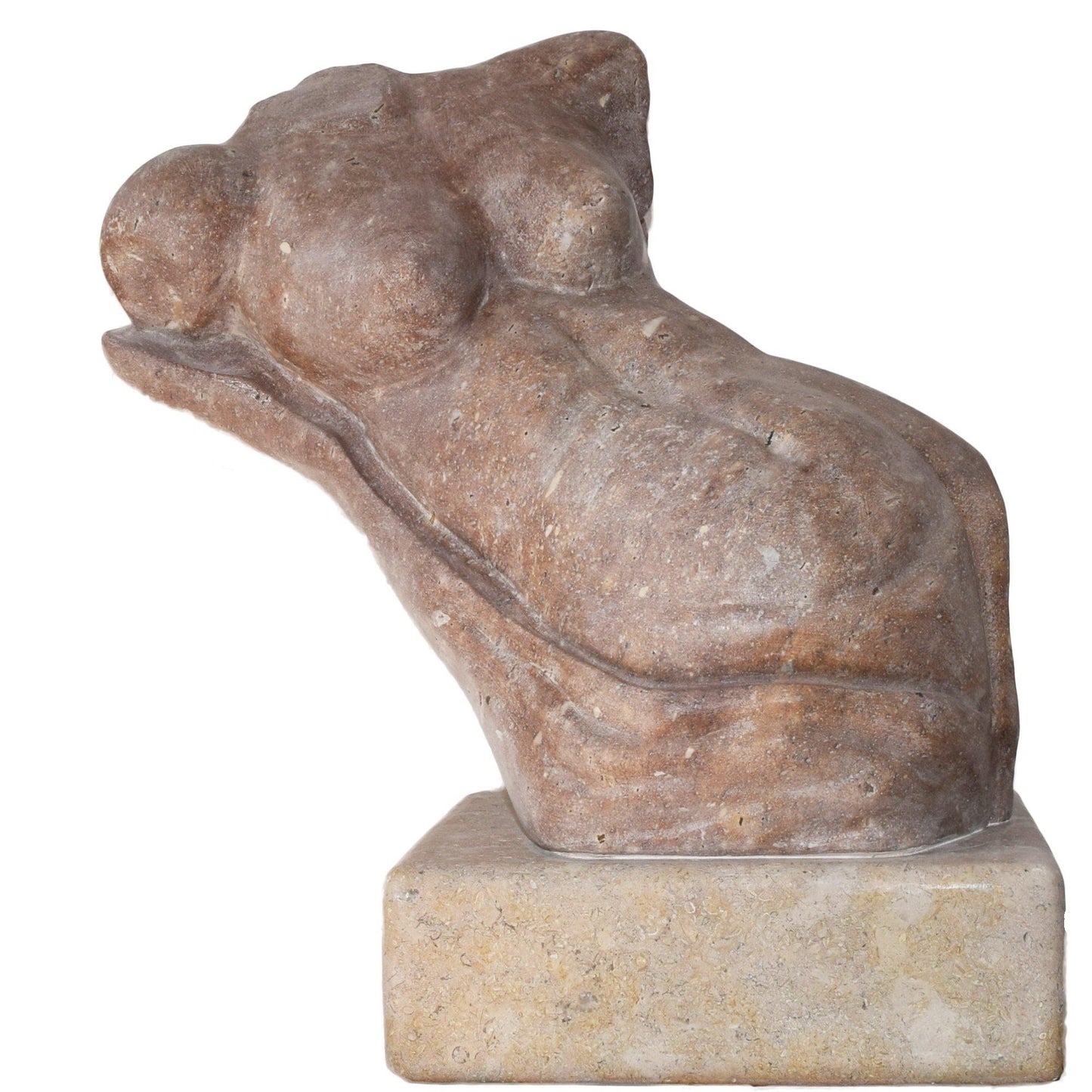 Busto romano classico scolpito a mano in pietra rosa di Calitri Sculture Melillo