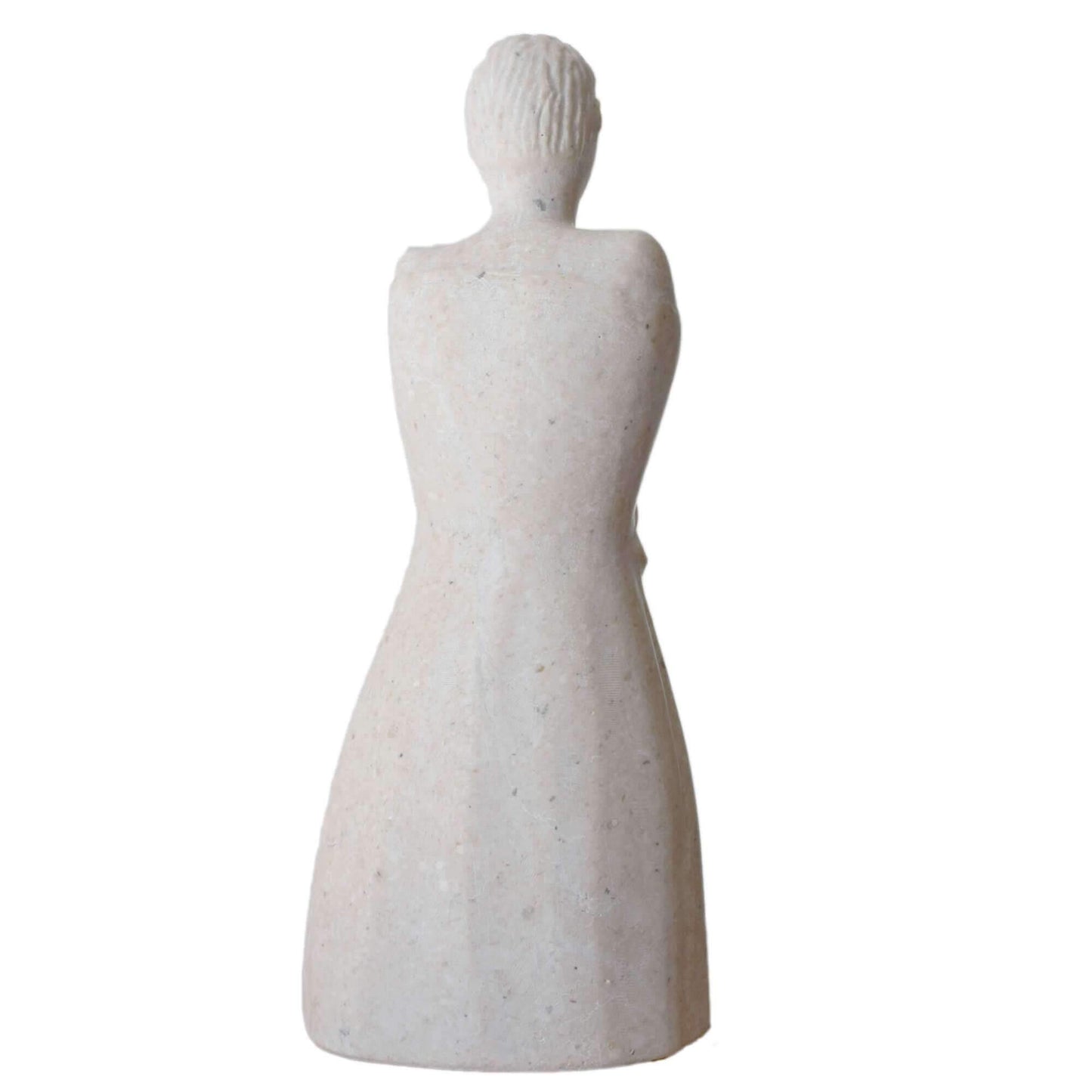 Donna in autoabbraccio dal design minimalista sculture melillo