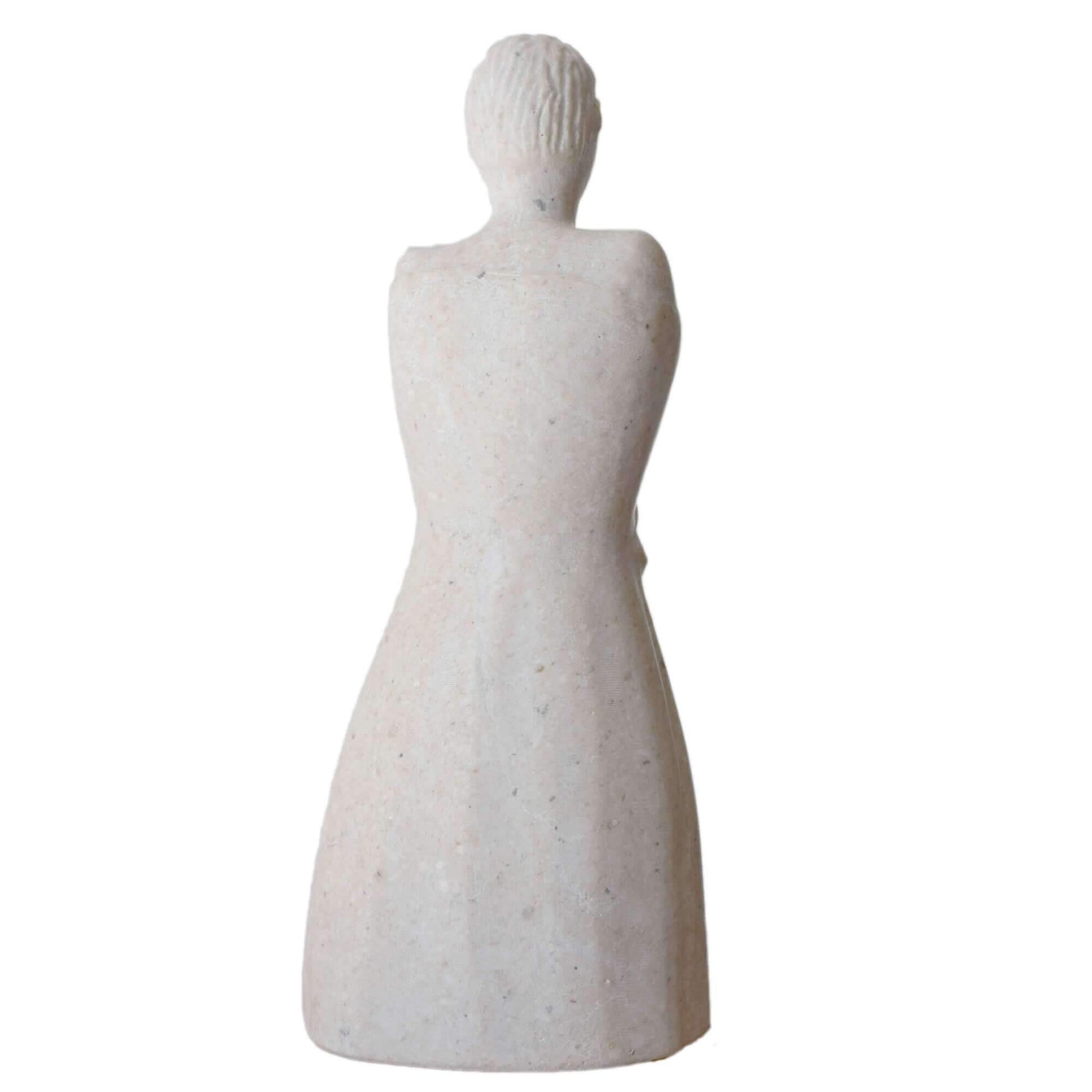 Donna in autoabbraccio dal design minimalista sculture melillo