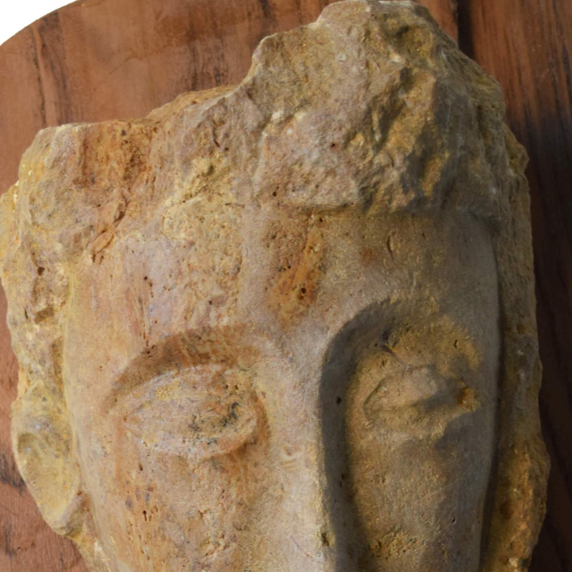 Scultura murale artigianale sopra camino in soggiorno raffinato