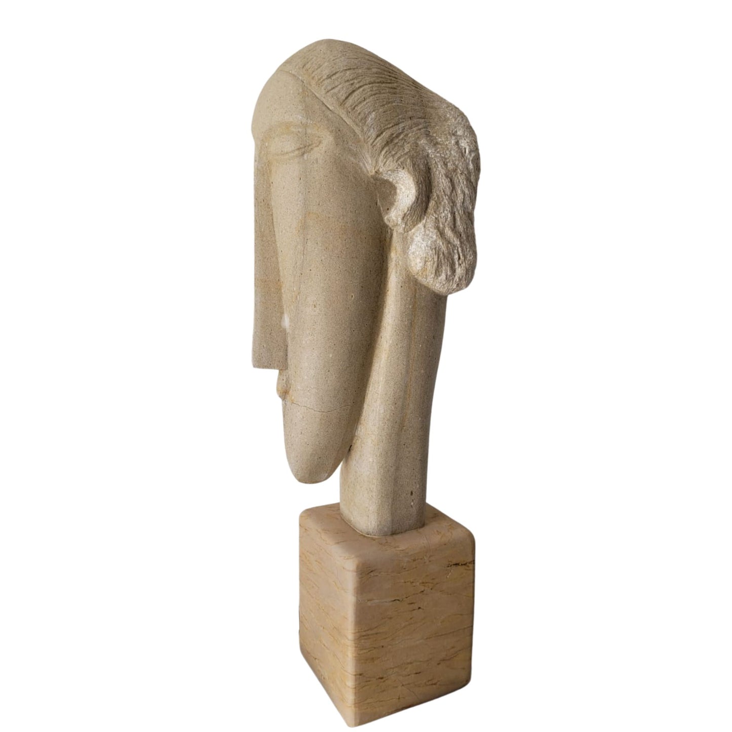 Testa artistica femminile con venature e sfumature autentiche
