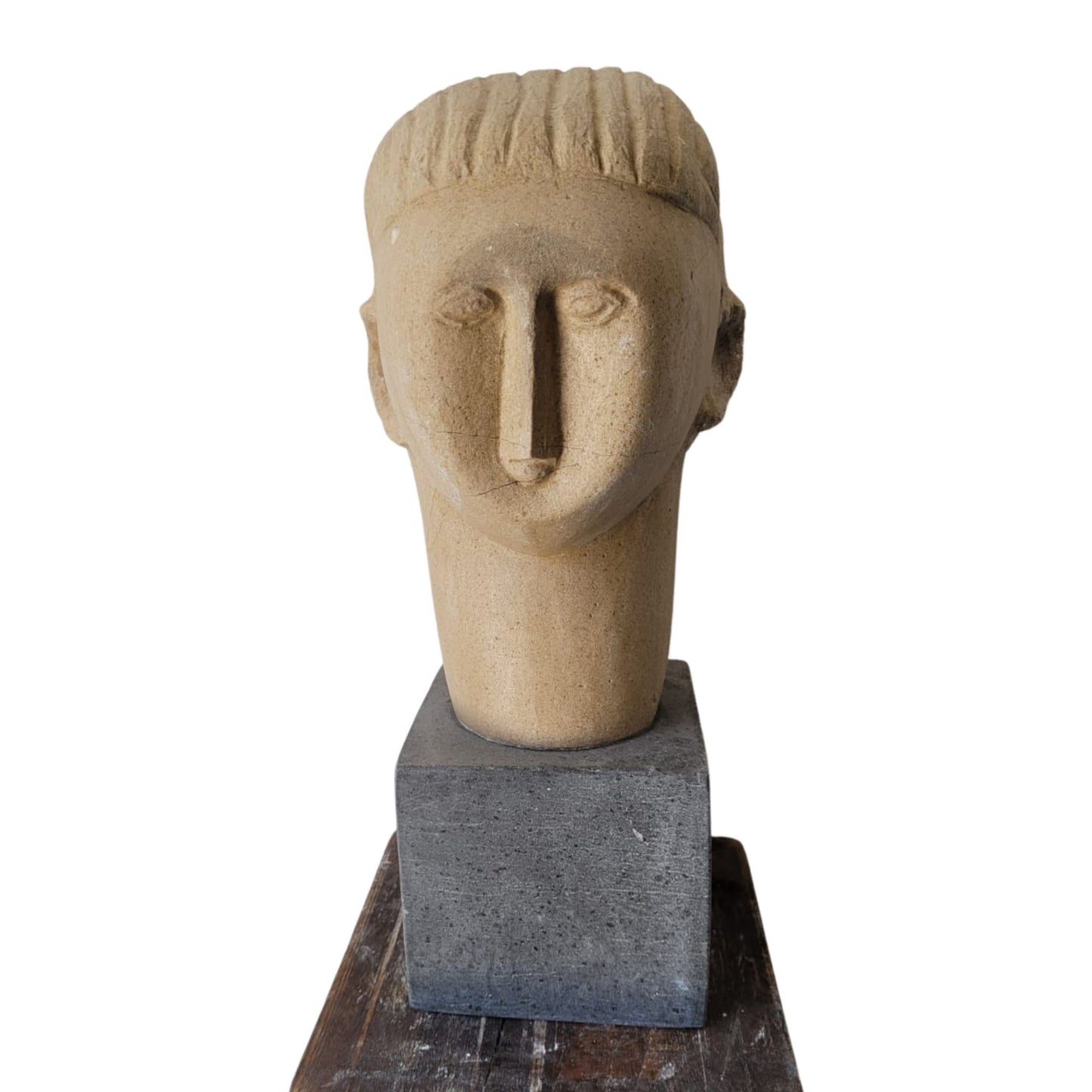 Replica moderna della testa di Modigliani in pietra naturale di Bisaccia
