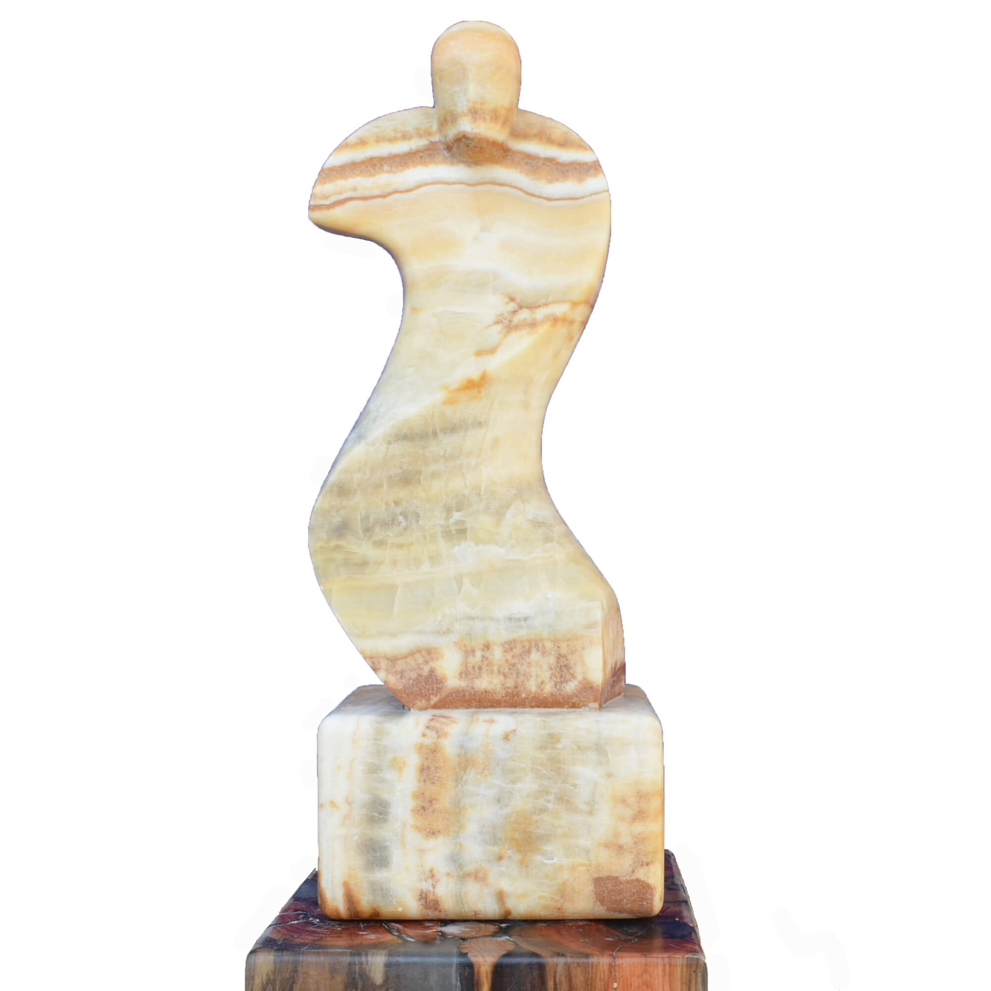 Scultura contemporanea artigianale scolpita a mano in pietra onice 
