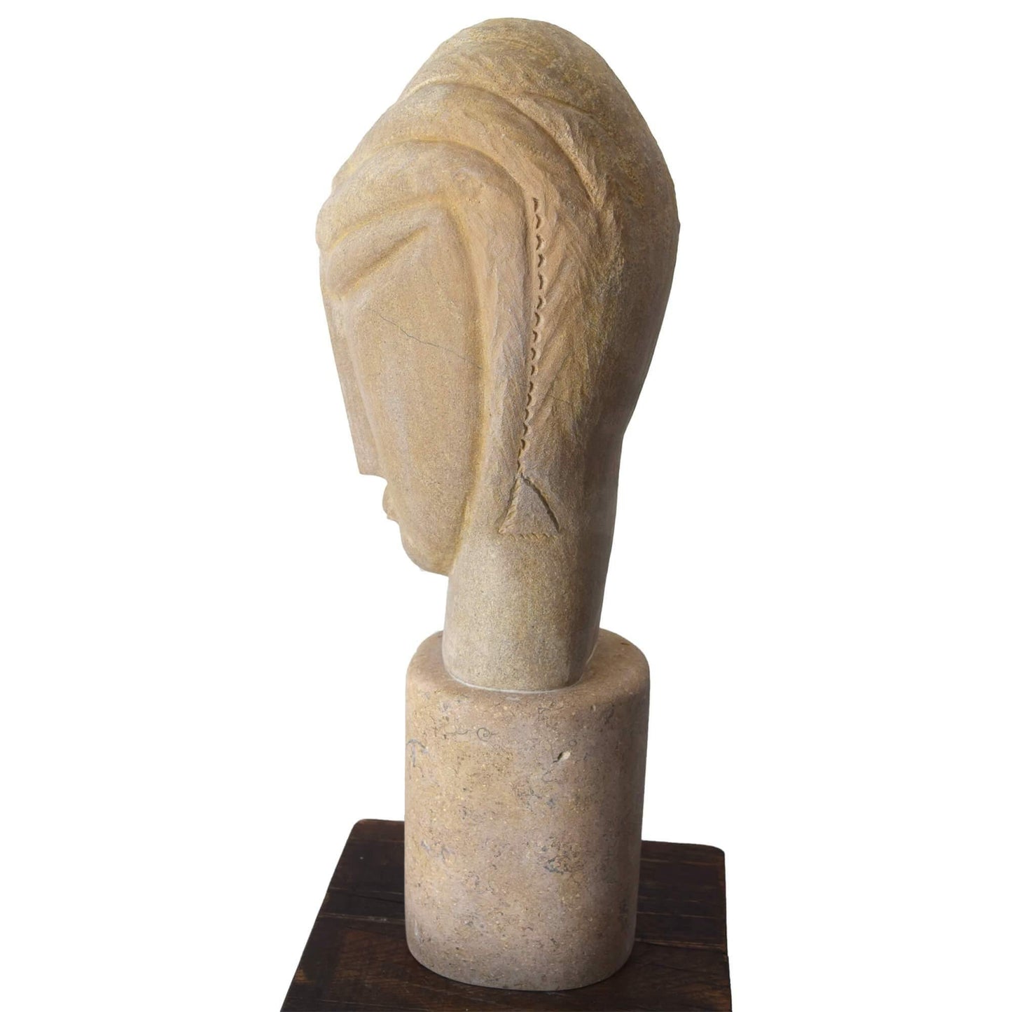  Scultura in pietra calcarea testa decorazione raffinata per soggiorni, gallerie o studi d’arte.