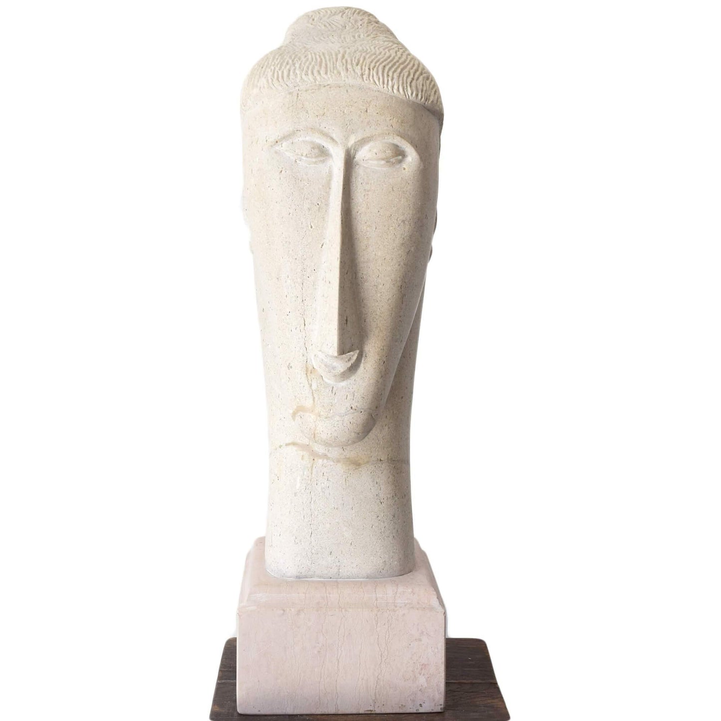 Scultura testa di donna scolpita a mano in pietra naturale